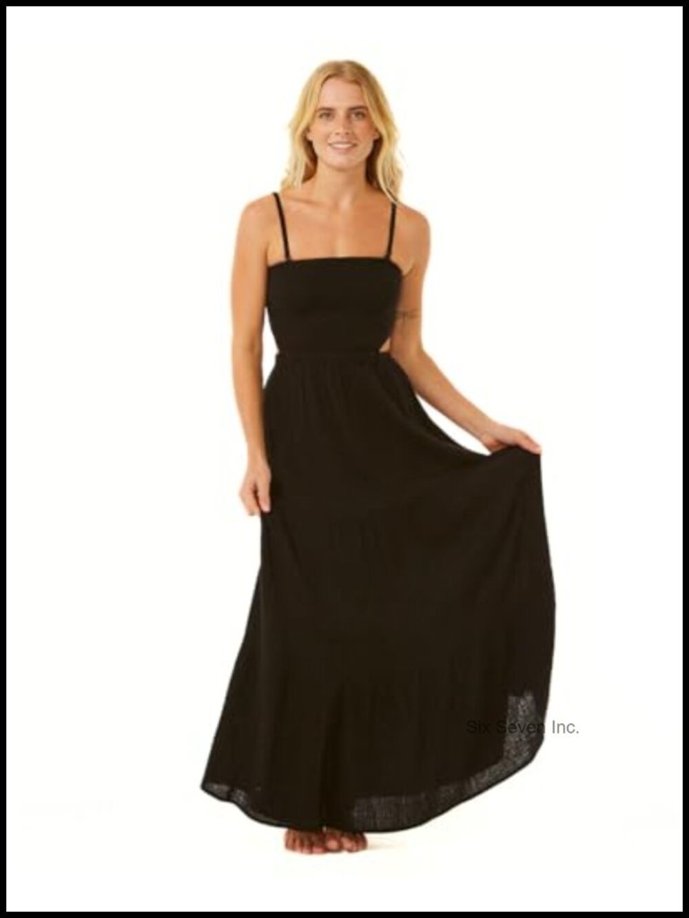 Cotton Maxi Halter Dress Sleeveless Removable Straps